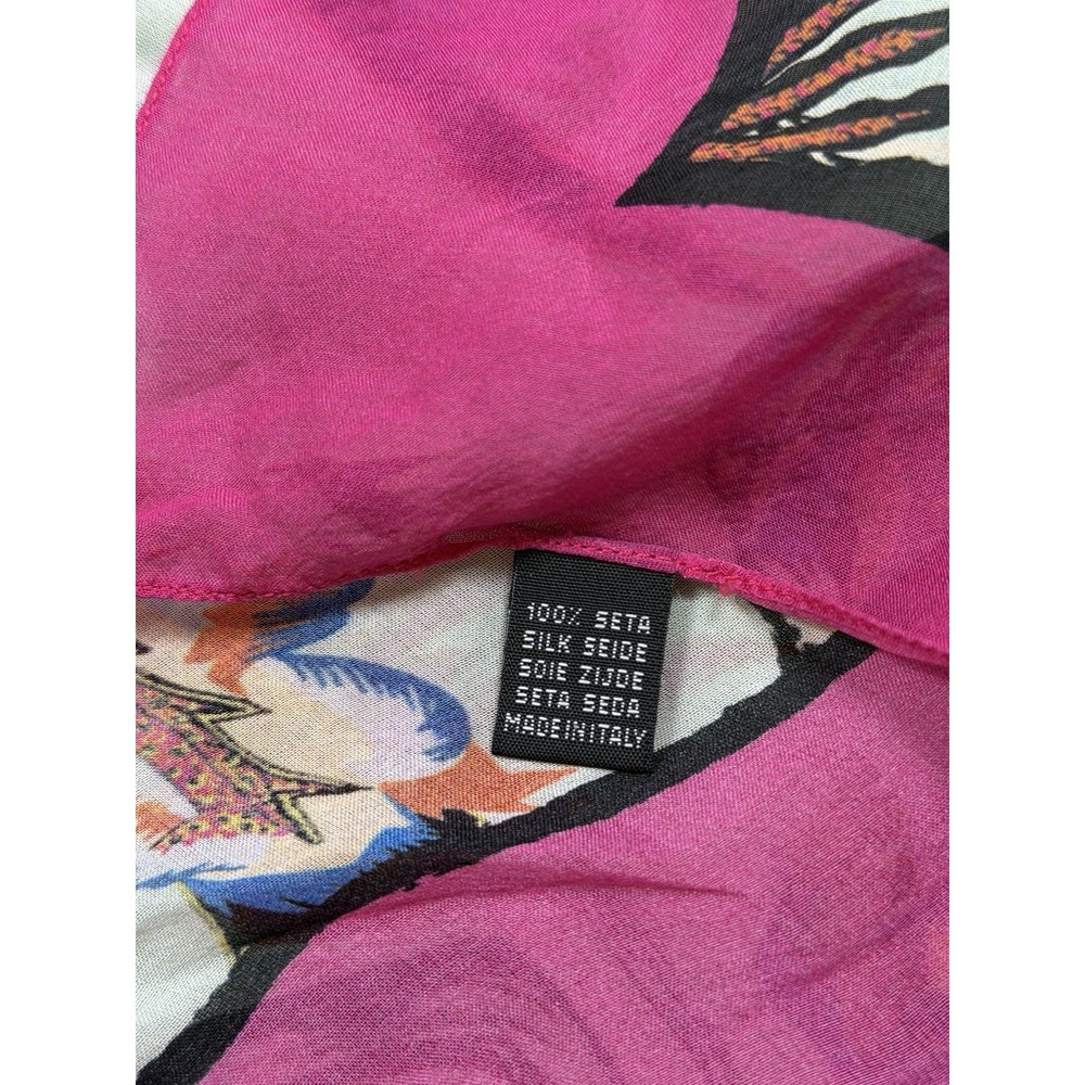Balenciaga Rosabotanica Silk Floral Square Scarf Multicolor Made in Italy 26x24 - Picture 5 of 7